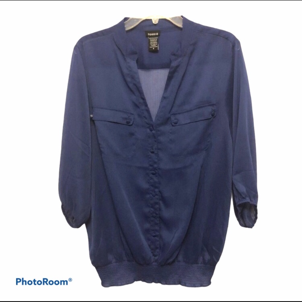 Torrid Sheer button down blouse with waistband